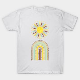 Boho Sun and Rainbow T-Shirt